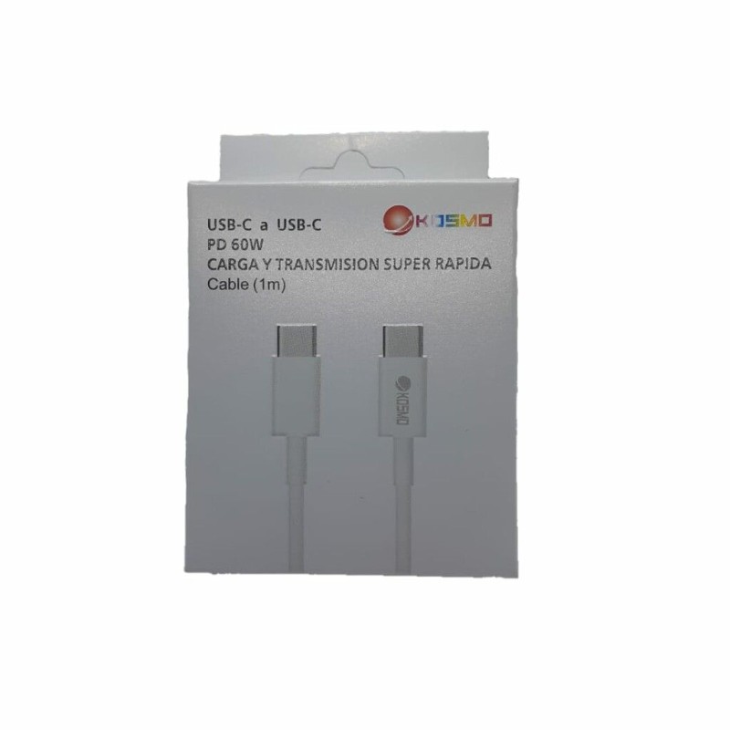 Cable USB C - USB C Kosmo 1Mts 60w Cable USB C - USB C Kosmo 1Mts 60w