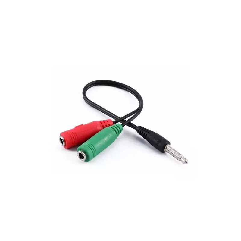 CABLE AUXILIAR MACHO A 2 AUXILIARES HEMBRAS MICROFONO Y AURICULAR ROJO Y VERDE CABLE AUXILIAR MACHO A 2 AUXILIARES HEMBRAS MICROFONO Y AURICULAR ROJO Y VERDE