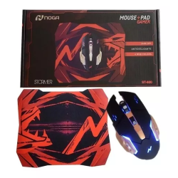 Kit Mouse Gamer Pc Retroiluminado + Mouse Pad Noga St 800