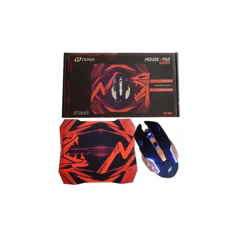 Kit Mouse Gamer Pc Retroiluminado + Mouse Pad Noga St 800 Kit Mouse Gamer Pc Retroiluminado + Mouse Pad Noga St 800